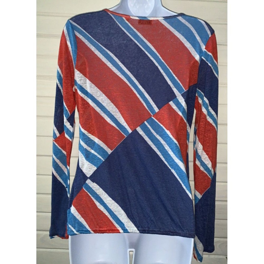 Vera Neumann Sz SMALL Tunic Linen Silk Slub Knit Drawstring Hem Split Neck EUC - Picture 8 of 11